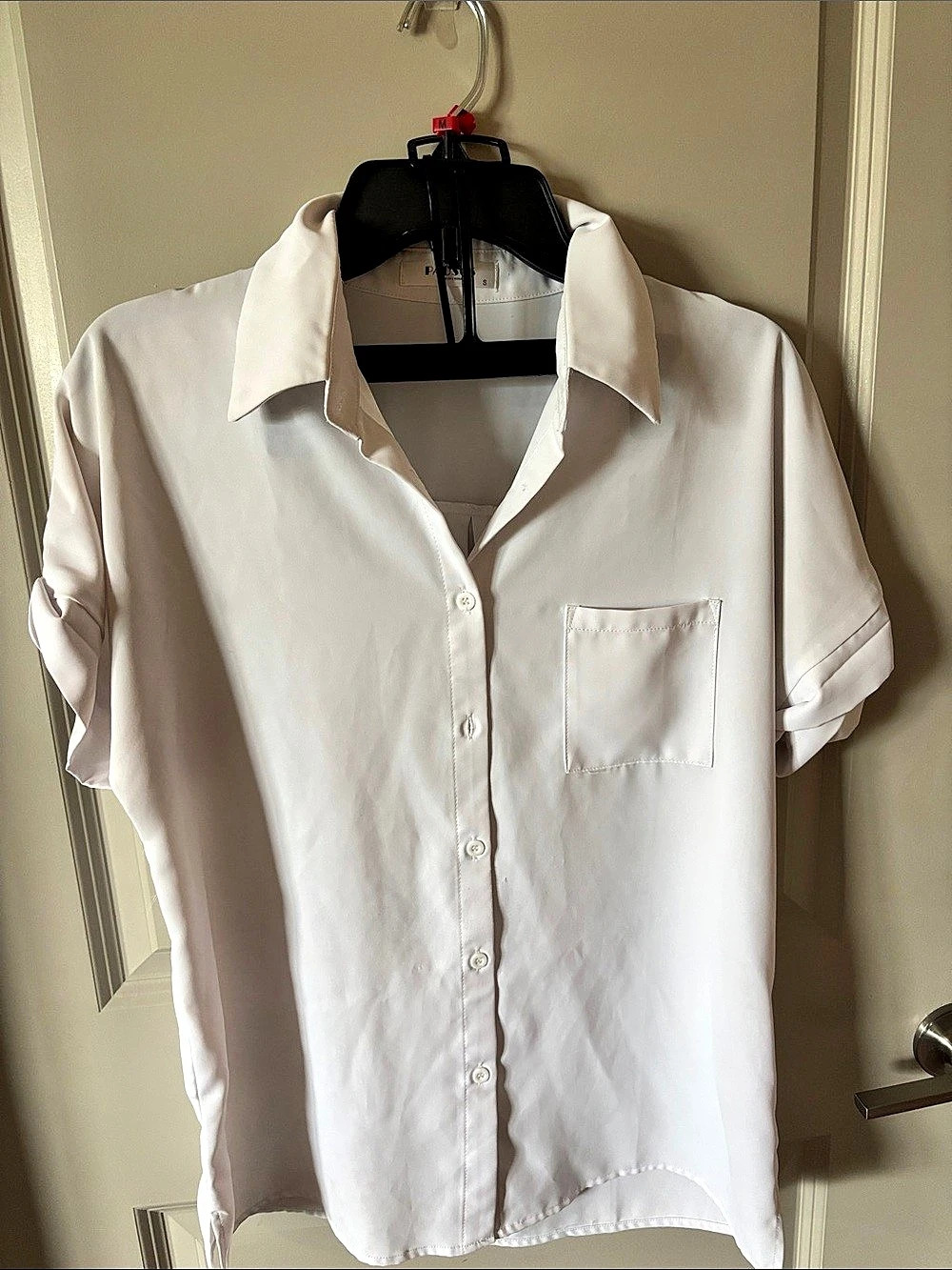 PAUSUS Short Sleeve Button Down Shirt White Small
